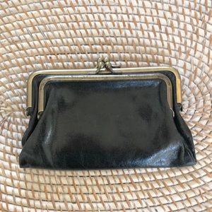Hobo black leather clutch / wallet